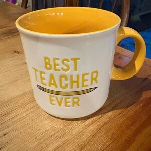 Yellow and White Teacher Mug